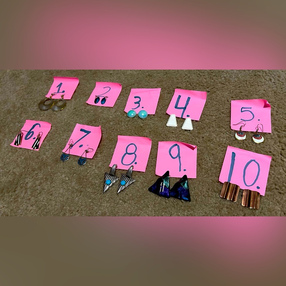 Vintage Earrings and kitty pin